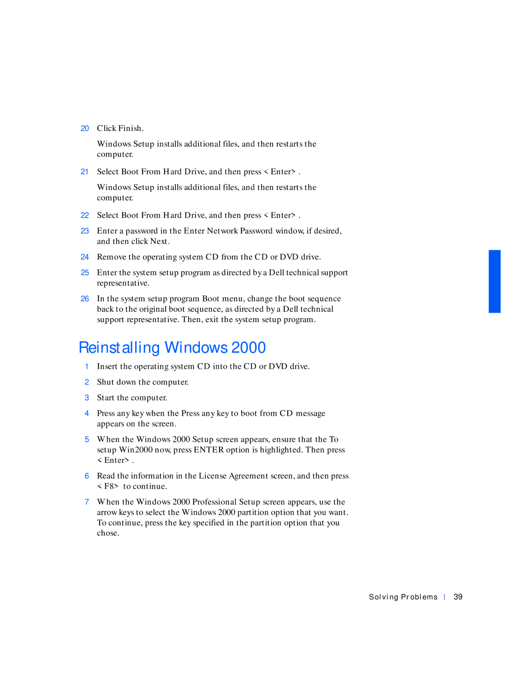 Dell 4100 manual Reinstalling Windows 