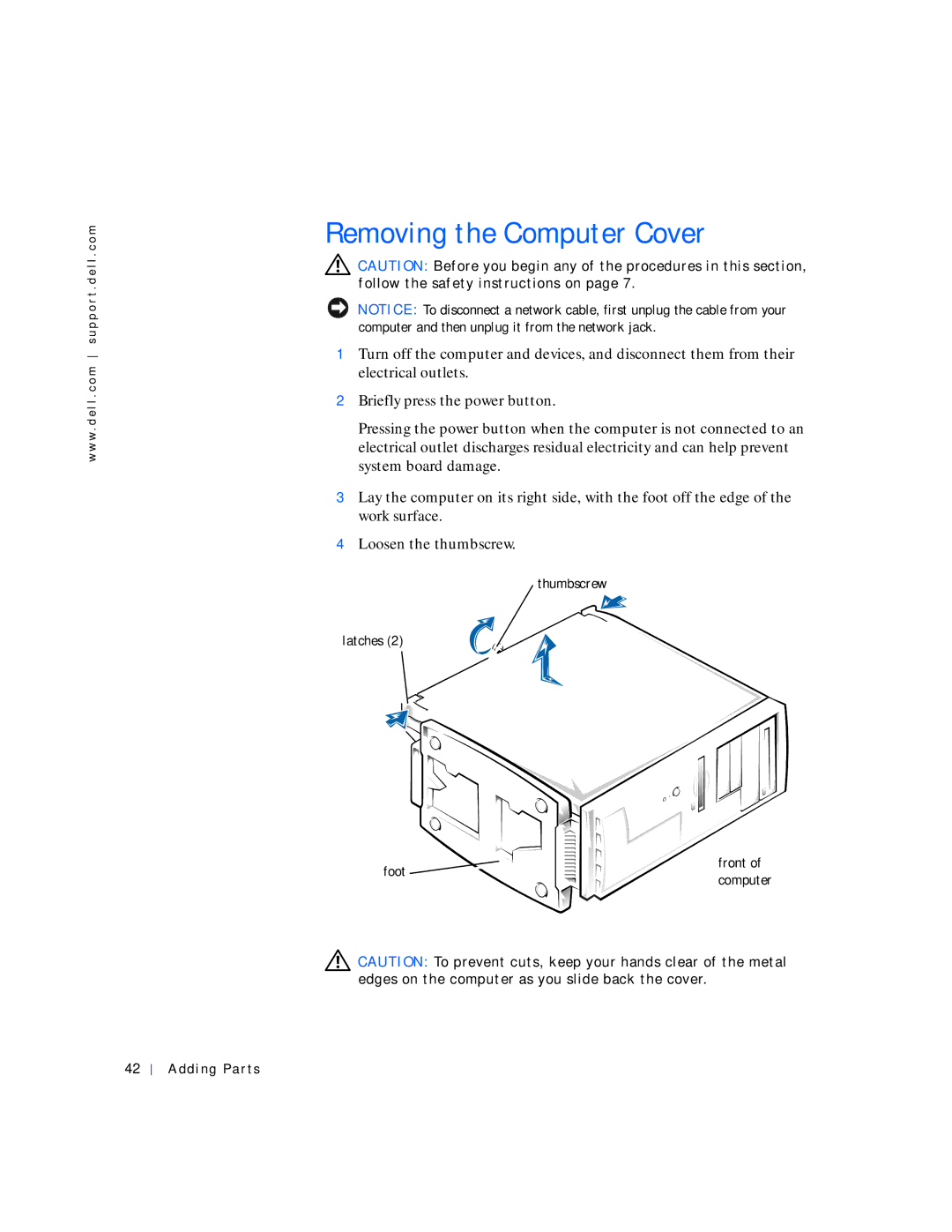 Dell 4100 manual Removing the Computer Cover 