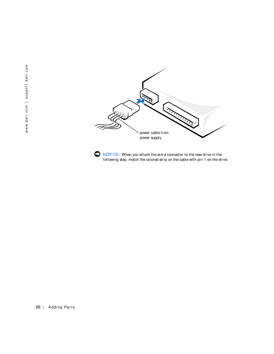 Dell 4100 manual Wwpower cable from power supply Adding Parts 