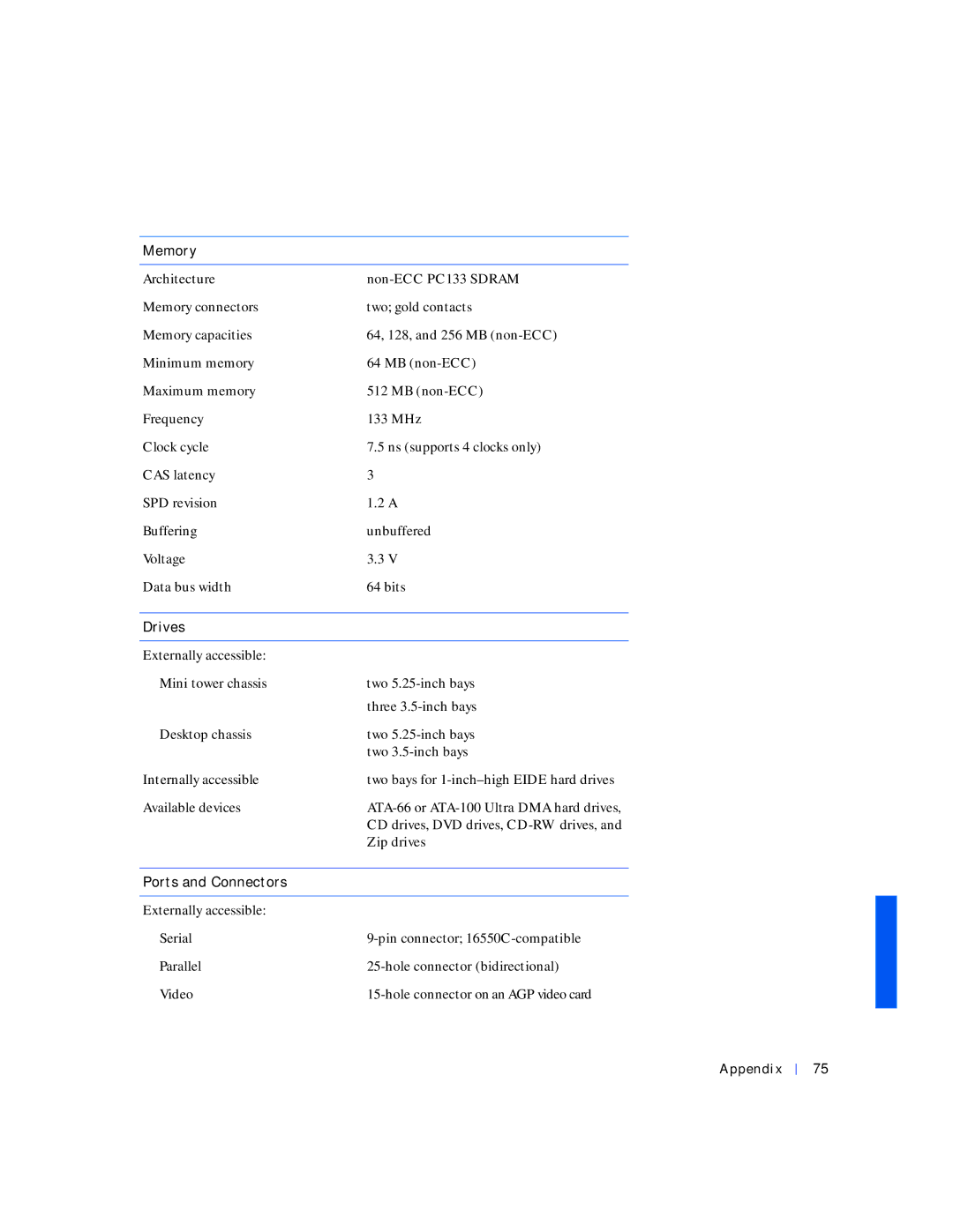 Dell 4100 manual Memory 