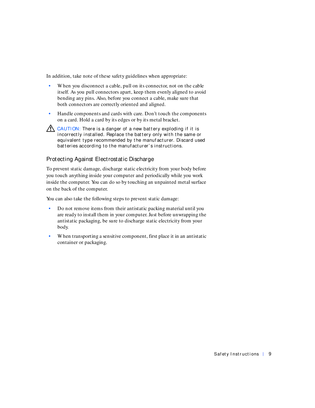 Dell 4100 manual Protecting Against Electrostatic Discharge 