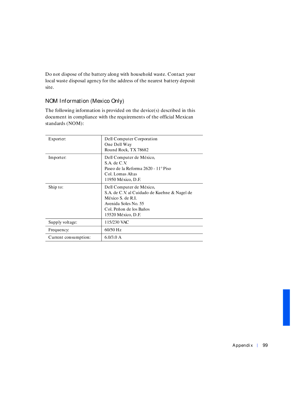 Dell 4100 manual NOM Information Mexico Only 