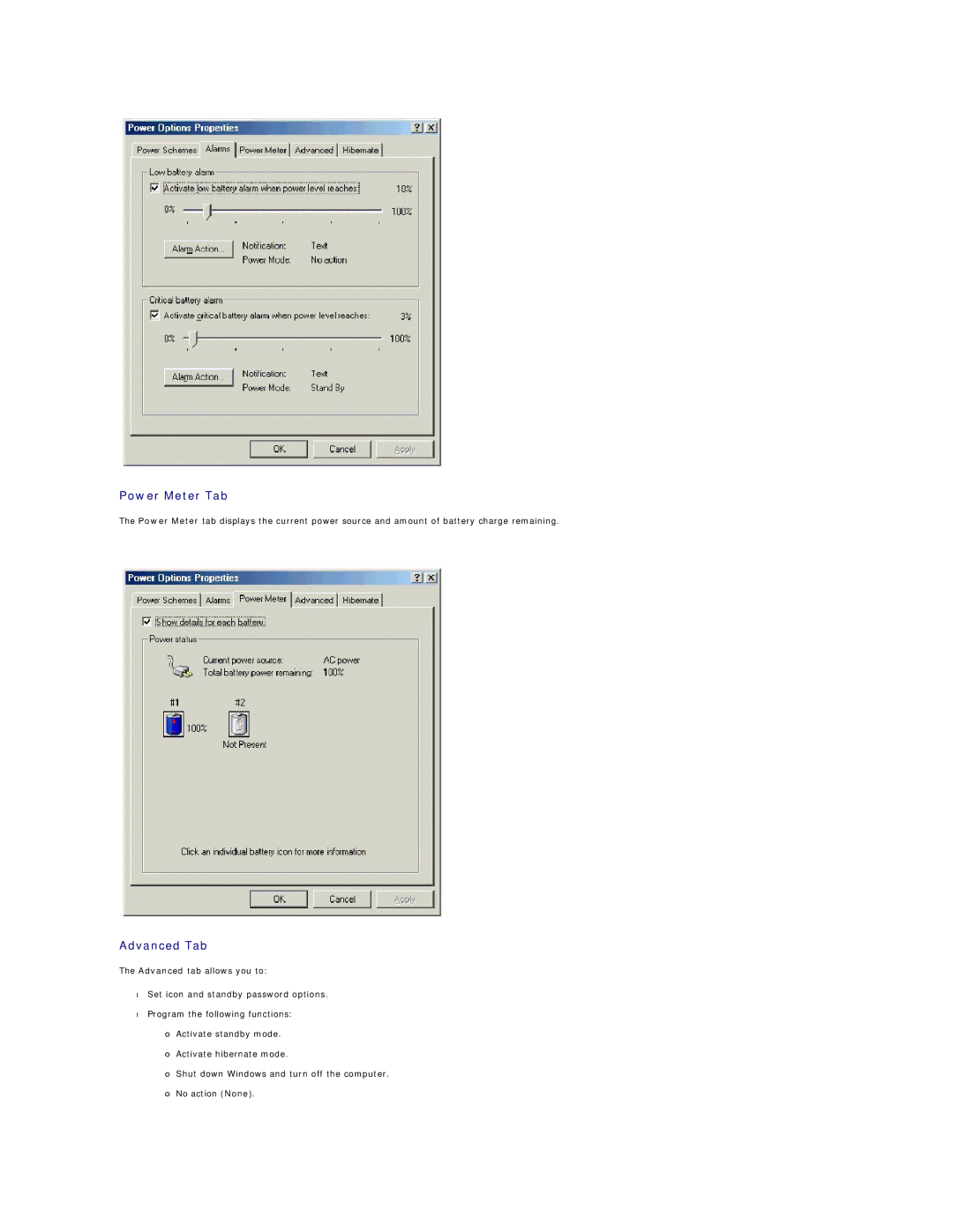 Dell 4100 specifications Power Meter Tab 