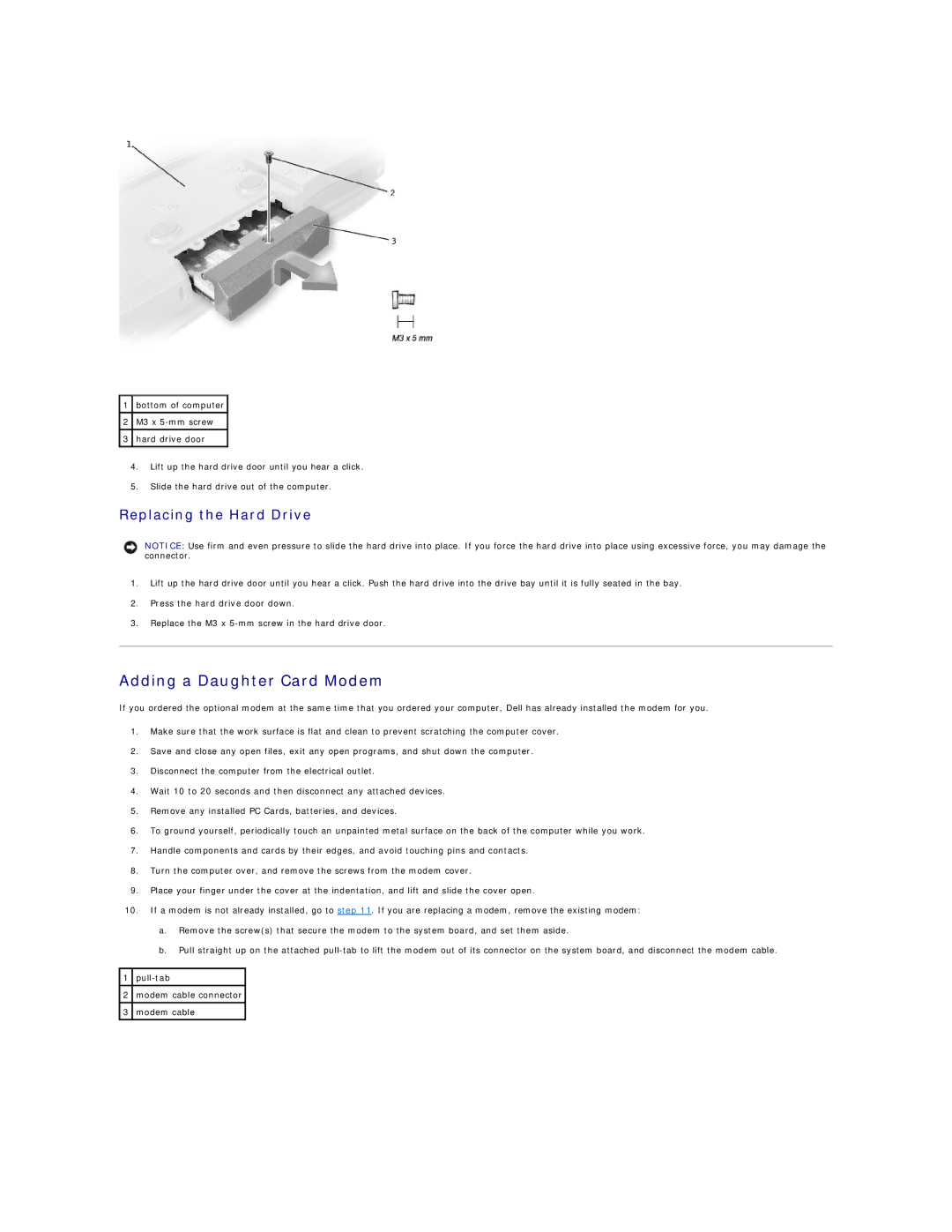 Dell 4100 specifications Adding a Daughter Card Modem, Replacing the Hard Drive 