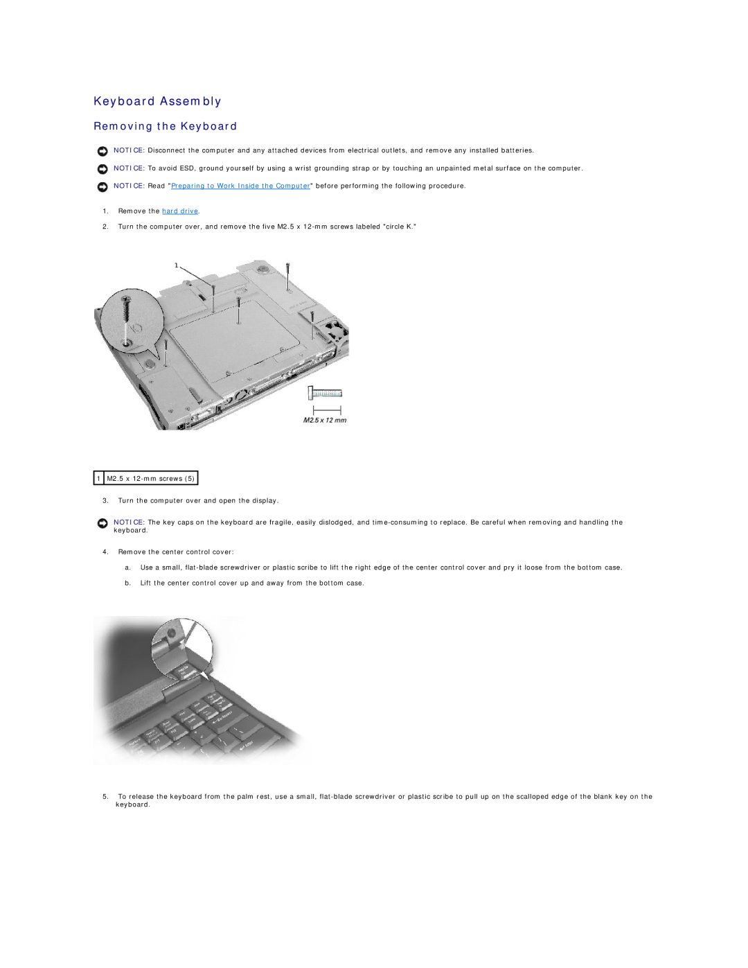 Dell 4100 specifications Keyboard Assembly, Removing the Keyboard 