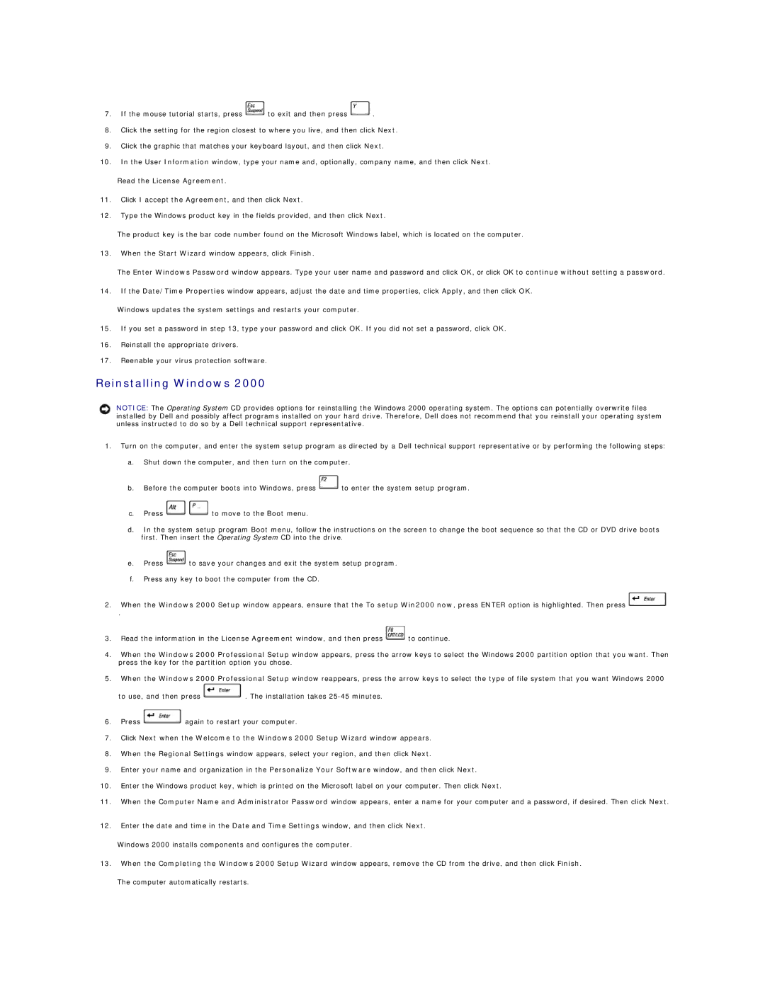 Dell 4100 specifications Reinstalling Windows 