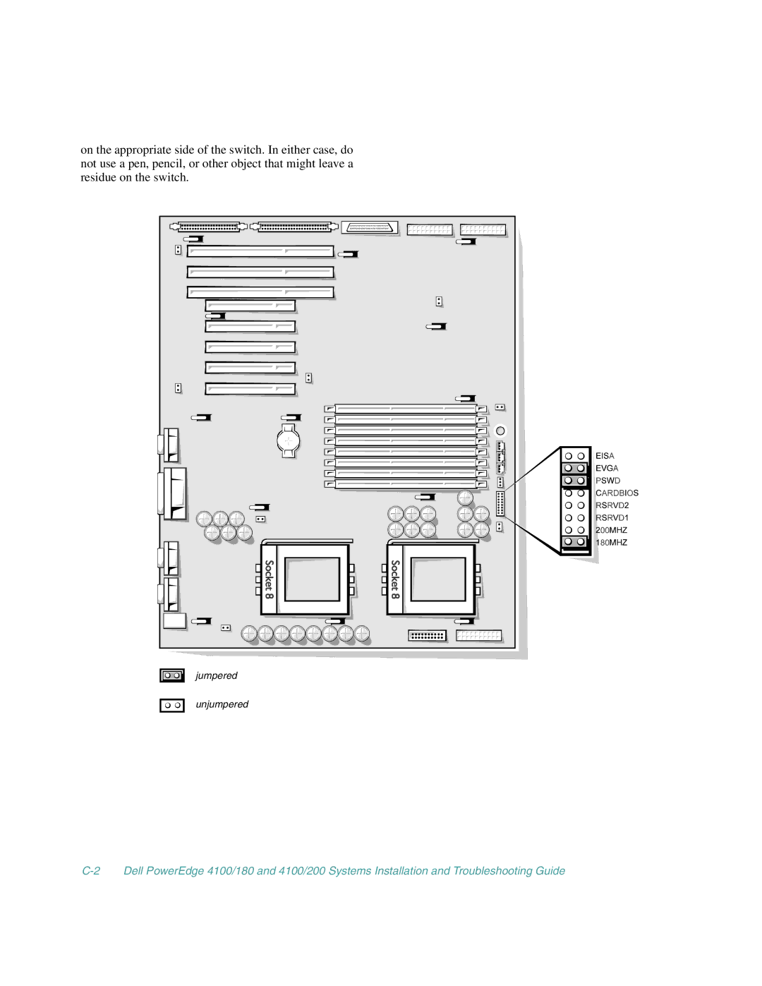 Dell 4100/200, 4100/180 manual Jumpered Unjumpered 