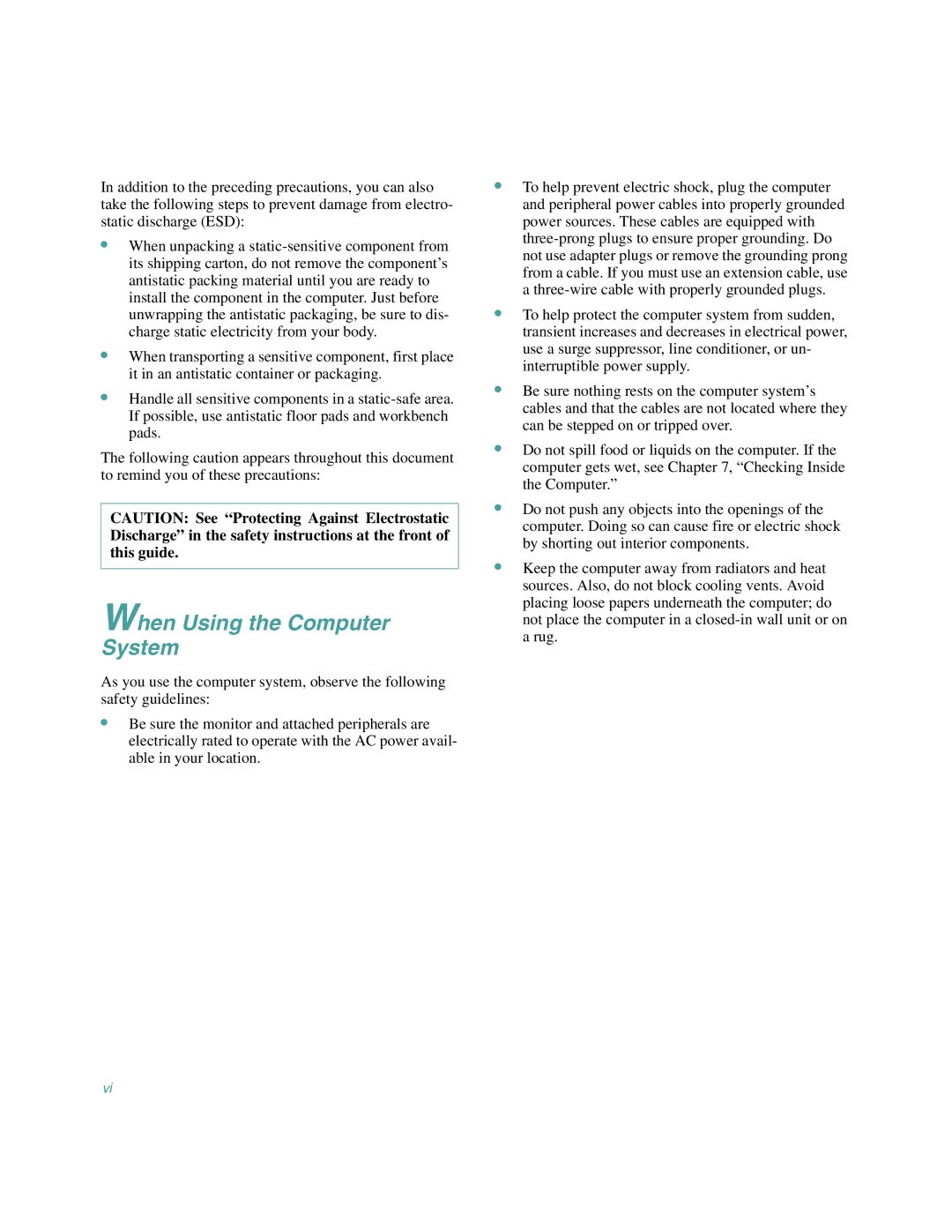 Dell 4100/180, 4100/200 manual When Using the Computer System 