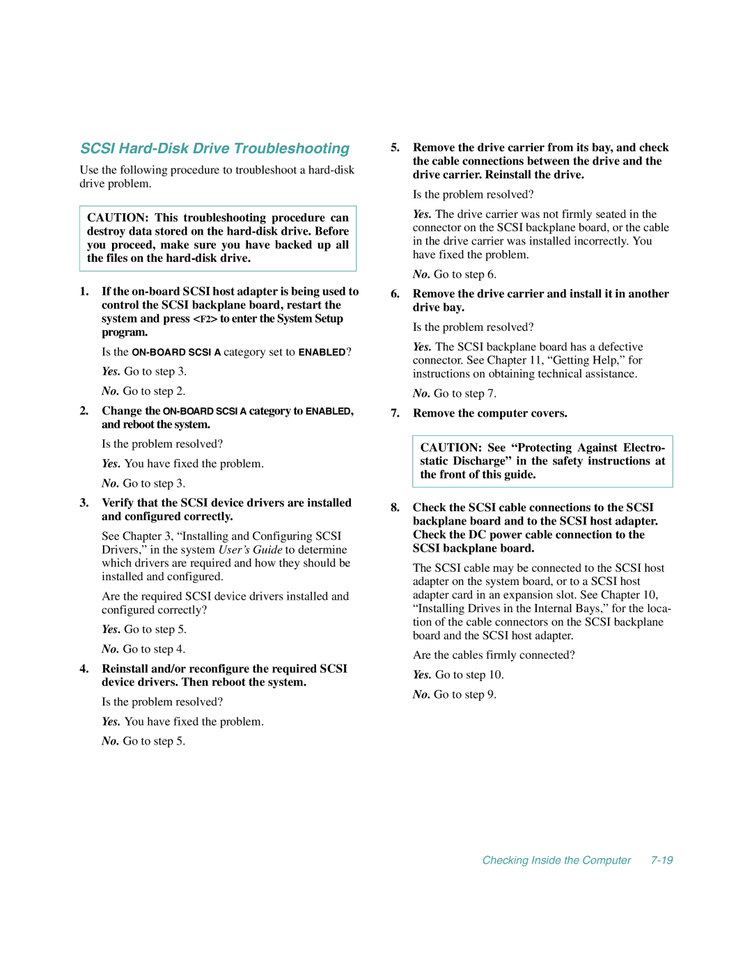 Dell 4100/200, 4100/180 manual Scsi Hard-Disk Drive Troubleshooting 