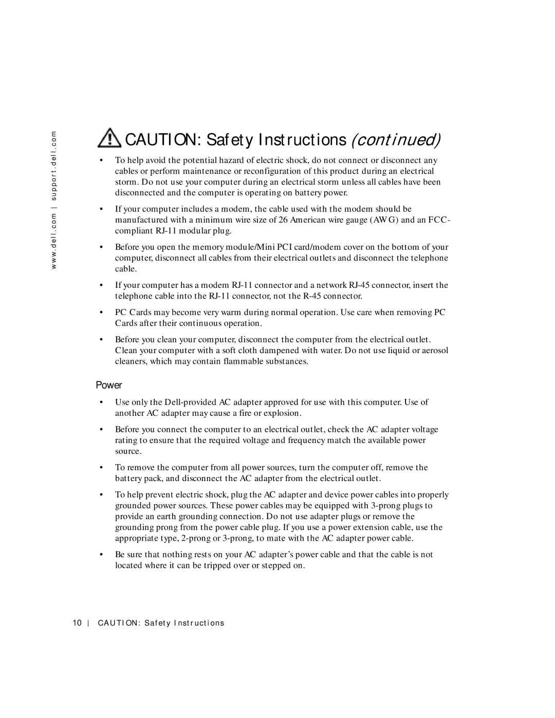 Dell 4150 owner manual Power 