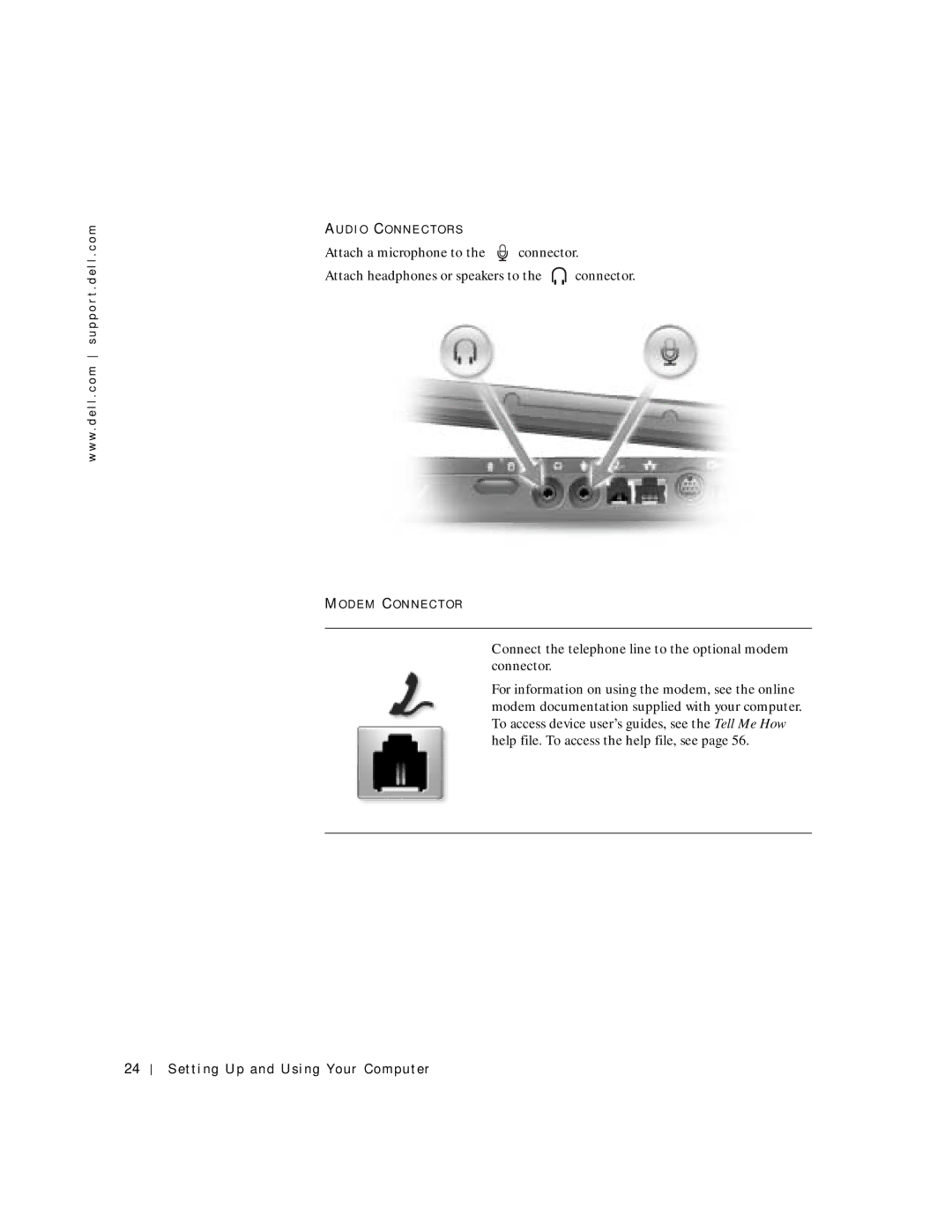 Dell 4150 owner manual Au D I O Co N N E C T O R S 