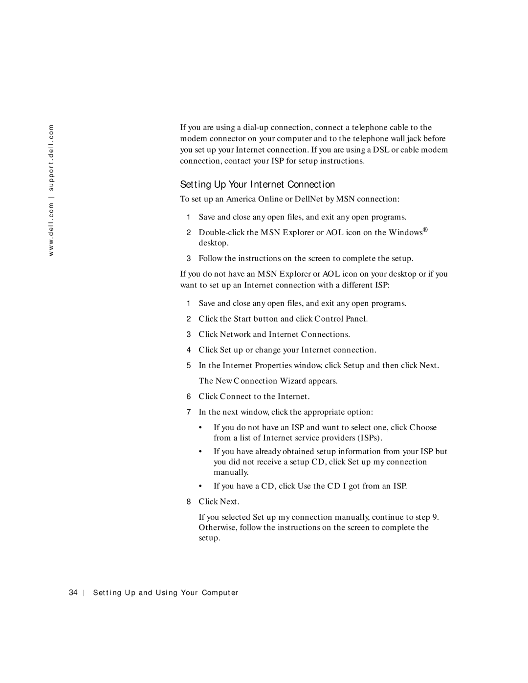 Dell 4150 owner manual Setting Up Your Internet Connection, Click Connect to the Internet 