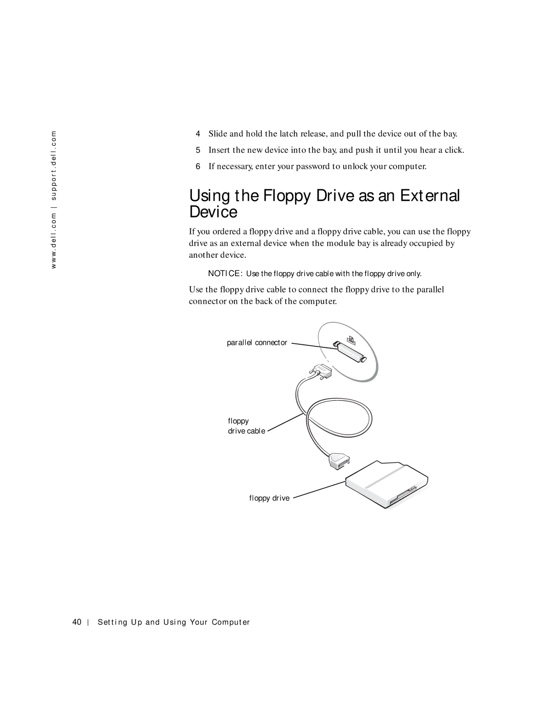 Dell 4150 owner manual Using the Floppy Drive as an External Device 