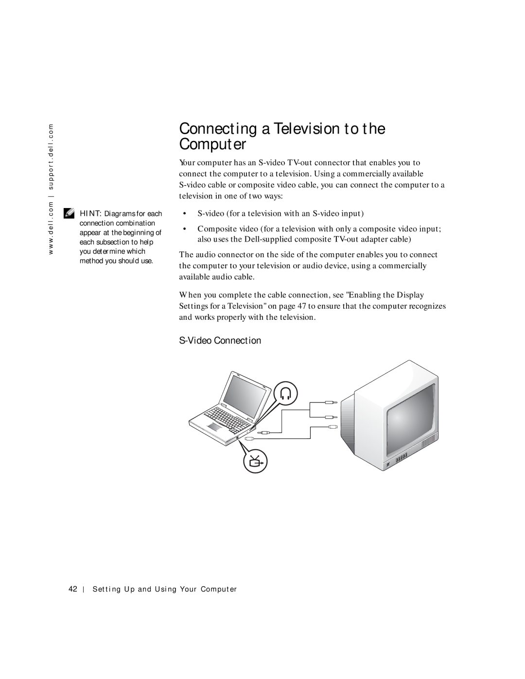 Dell 4150 owner manual Connecting a Television to the Computer, Video Connection 