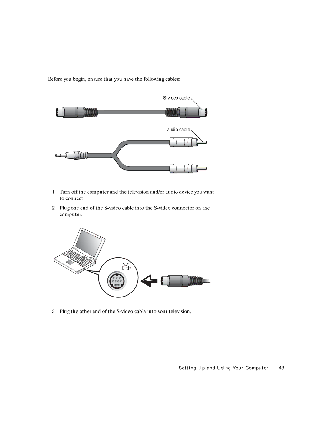 Dell 4150 owner manual Video cable Audio cable 