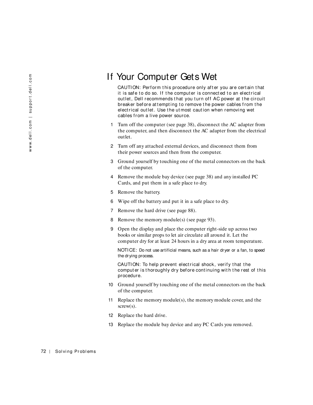 Dell 4150 owner manual If Your Computer Gets Wet 