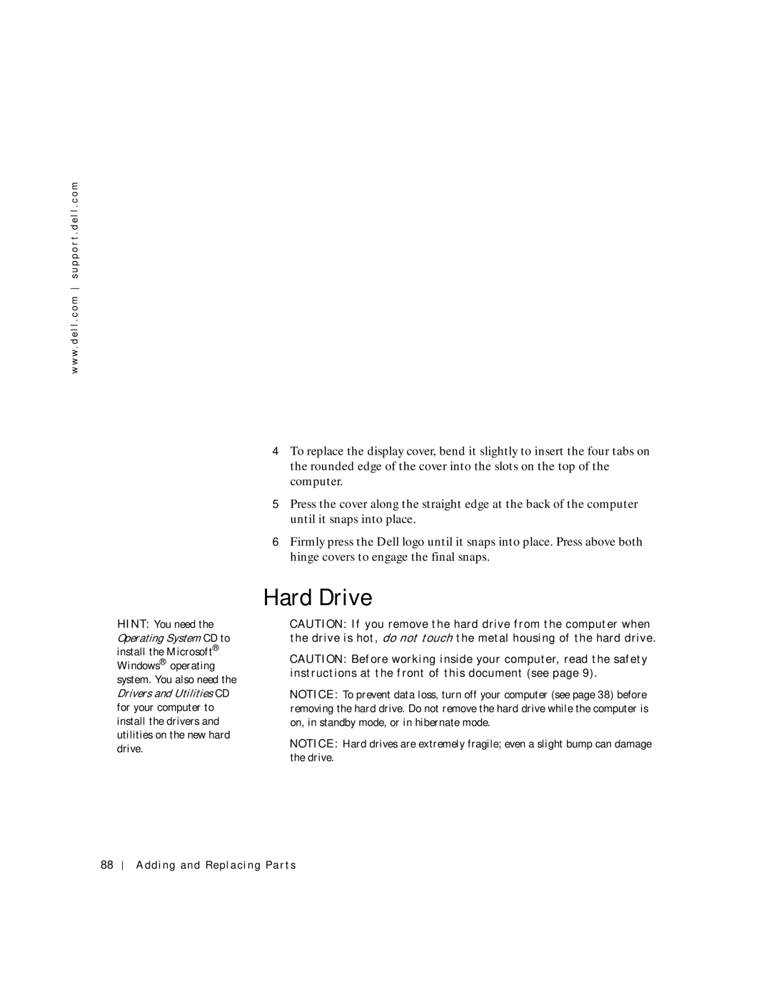 Dell 4150 owner manual Hard Drive 