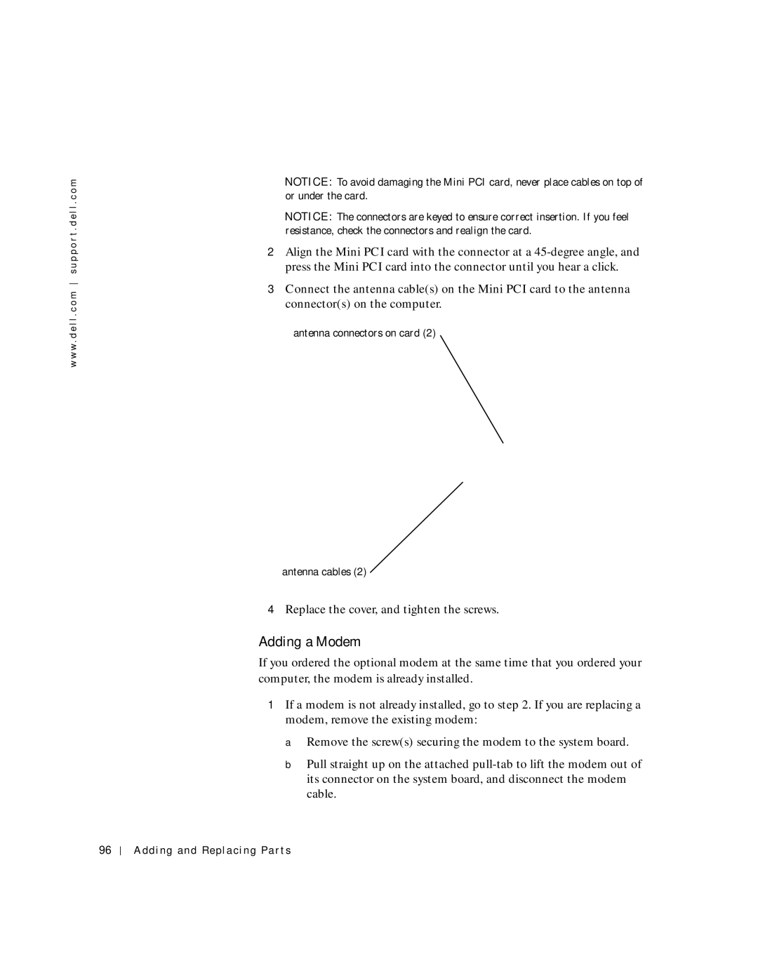 Dell 4150 owner manual Adding a Modem 