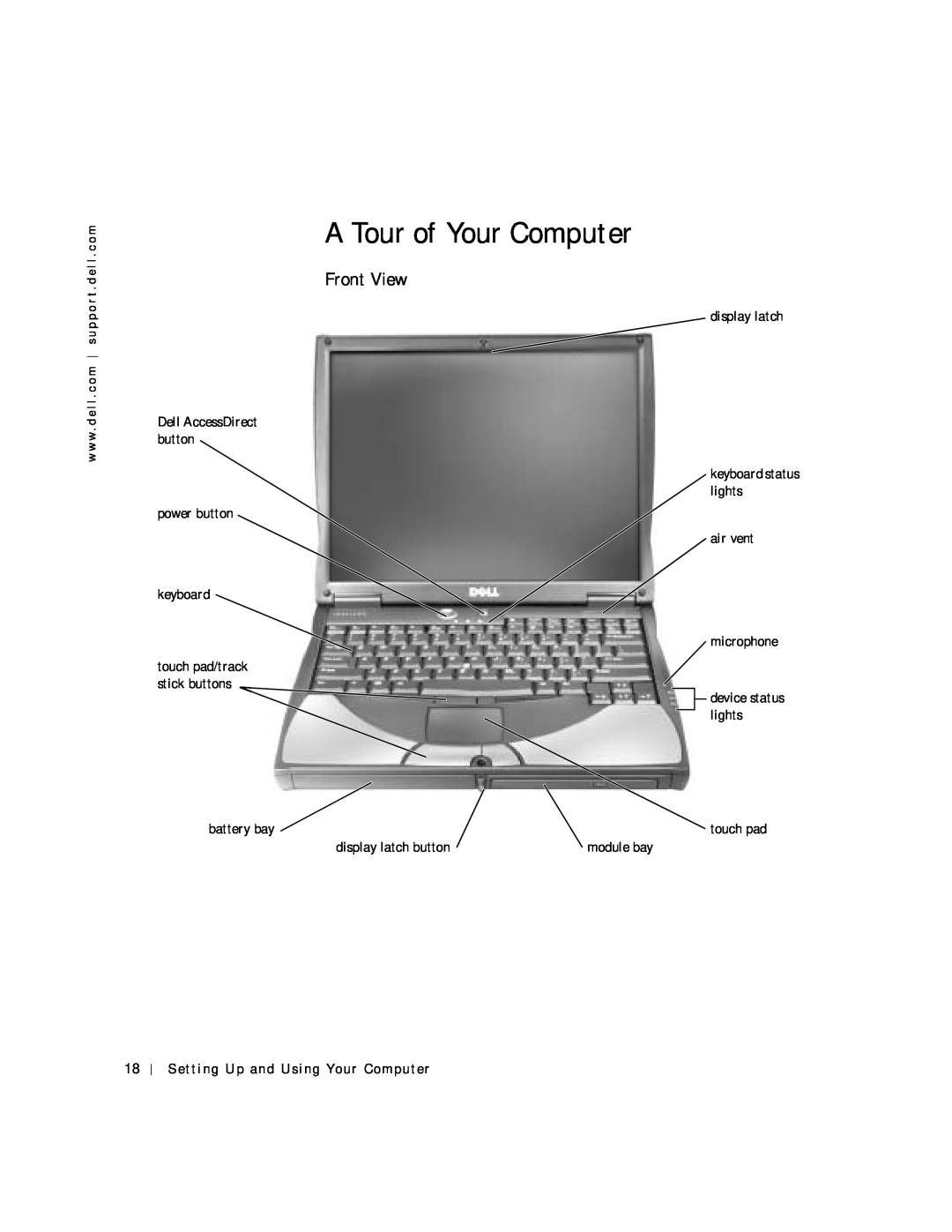 Dell 4150 owner manual A Tour of Your Computer, Front View, Setting Up and Using Your Computer 