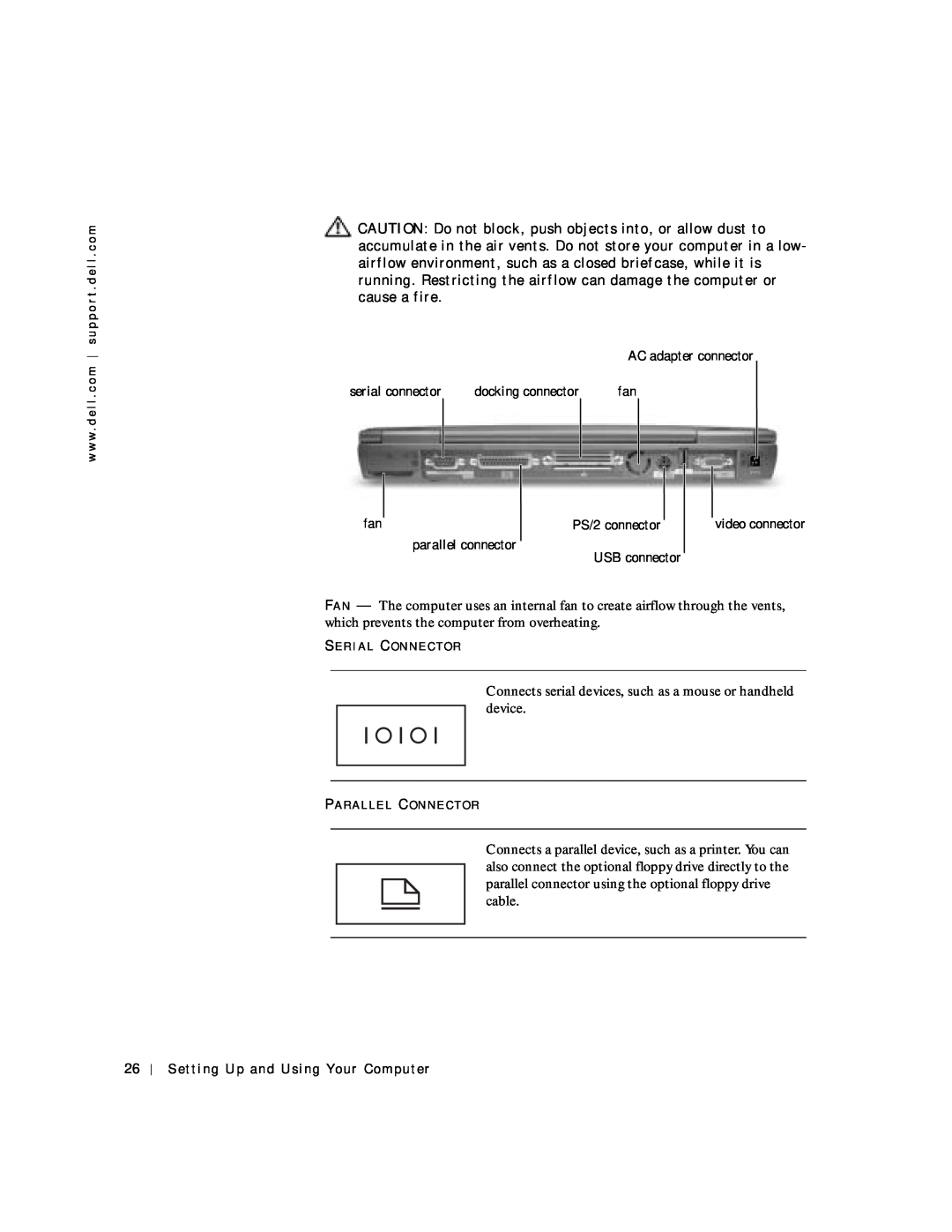 Dell 4150 owner manual Connects serial devices, such as a mouse or handheld device 