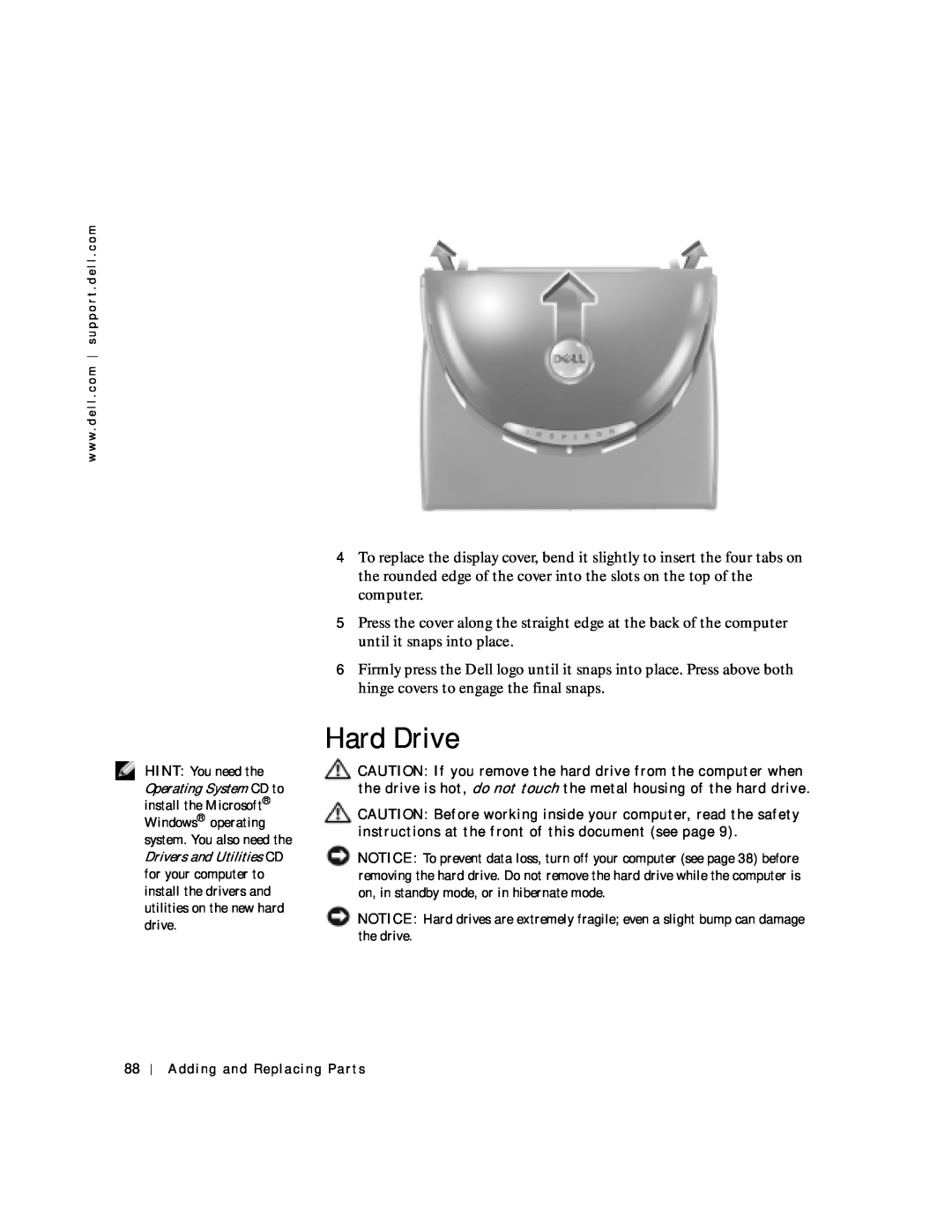 Dell 4150 owner manual Hard Drive 