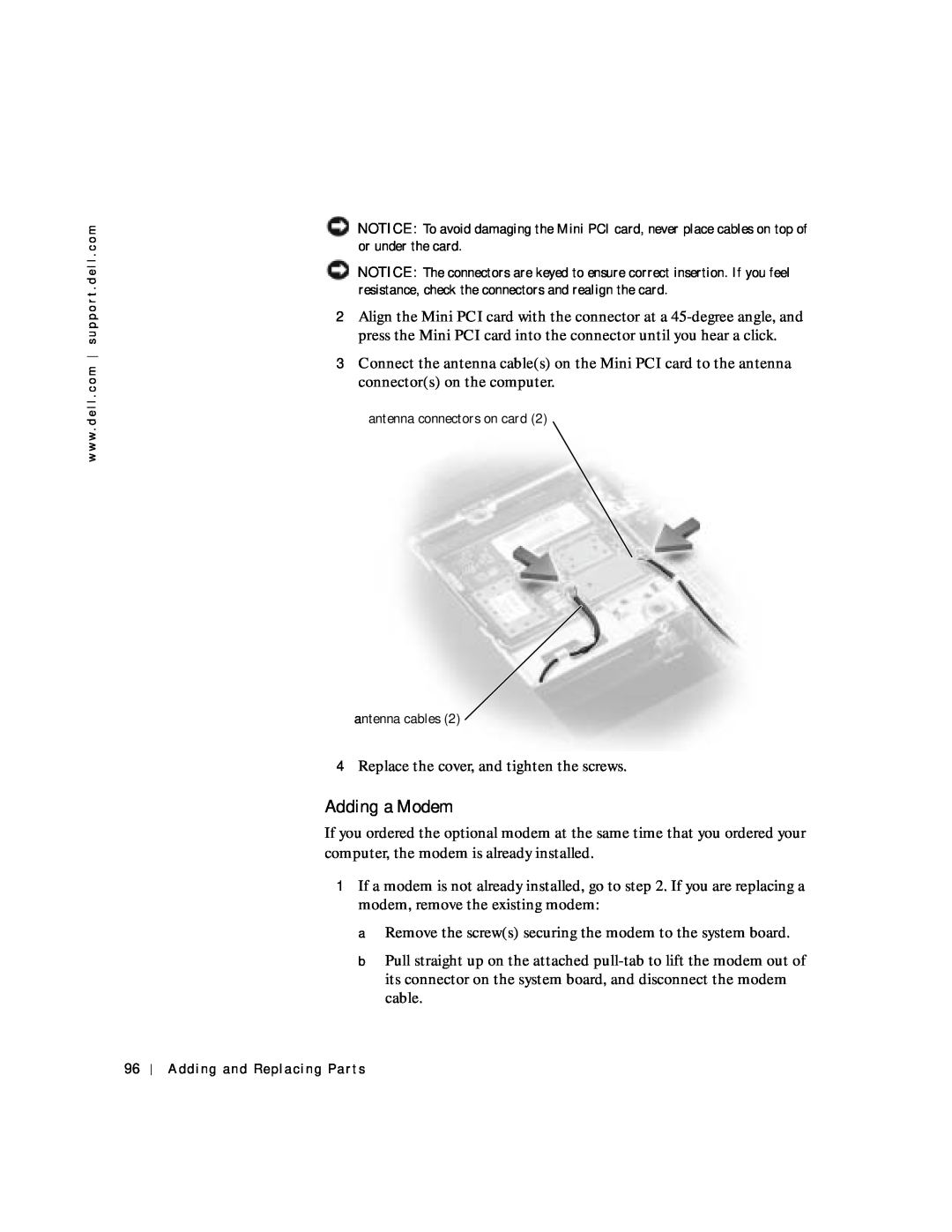 Dell 4150 owner manual Adding a Modem 