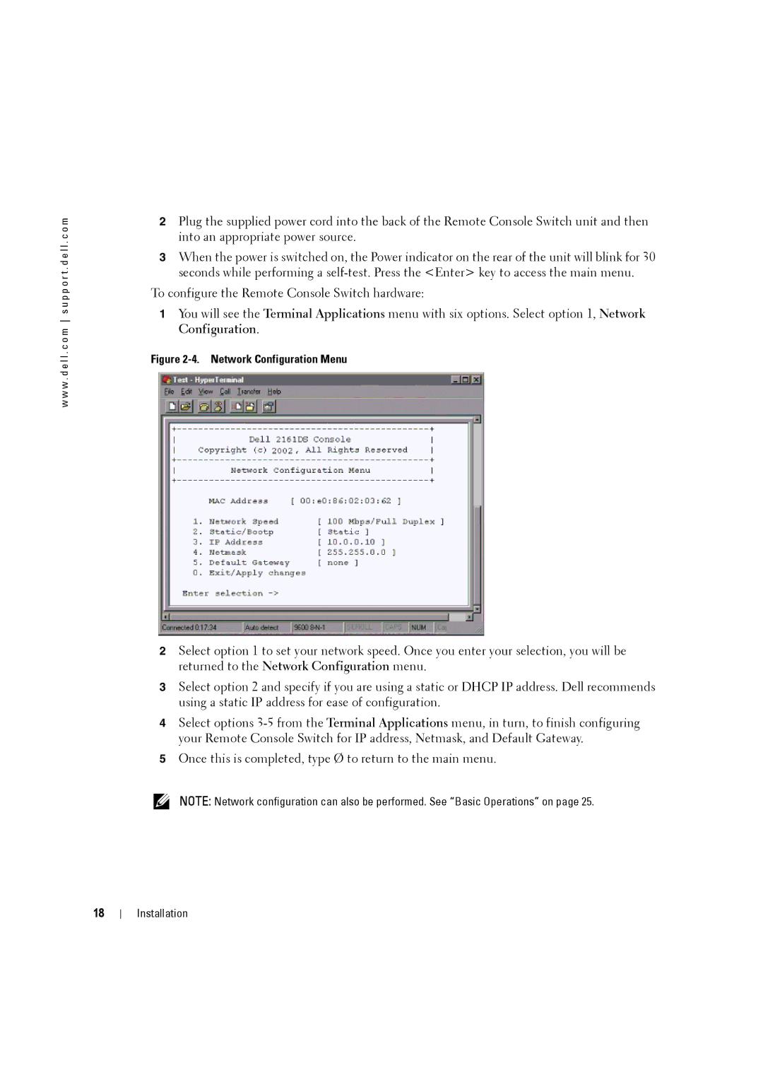 Dell 4161DS, 2161DS-2 manual Network Configuration Menu 