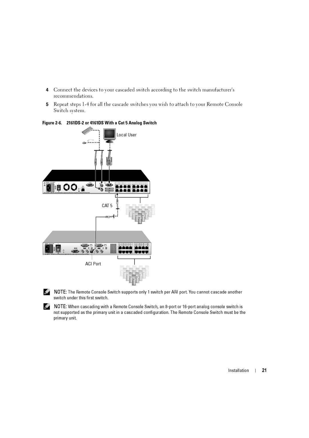 Dell 2161DS-2 manual DS-2 or 4161DS With a Cat 5 Analog Switch 