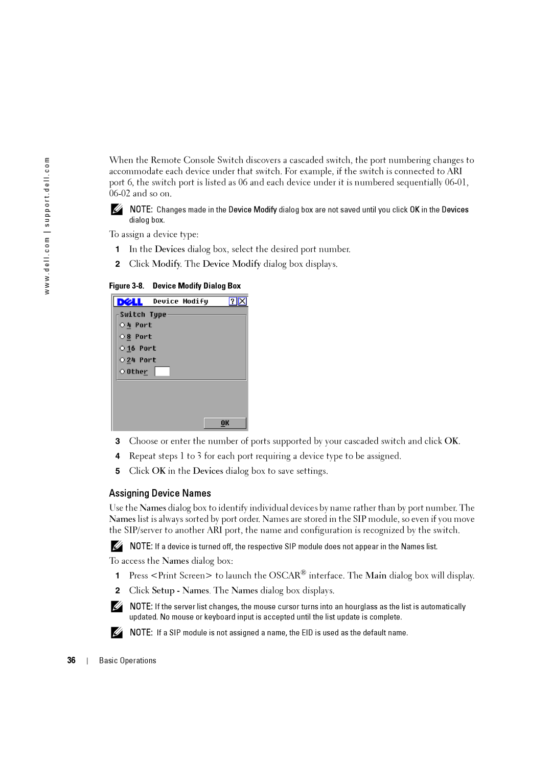 Dell 4161DS, 2161DS-2 manual Assigning Device Names, Device Modify Dialog Box 