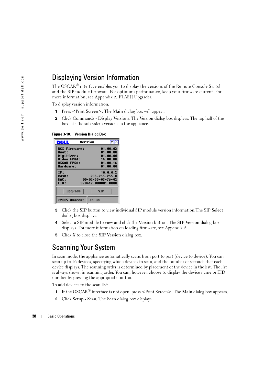 Dell 4161DS, 2161DS-2 manual Displaying Version Information, Scanning Your System 