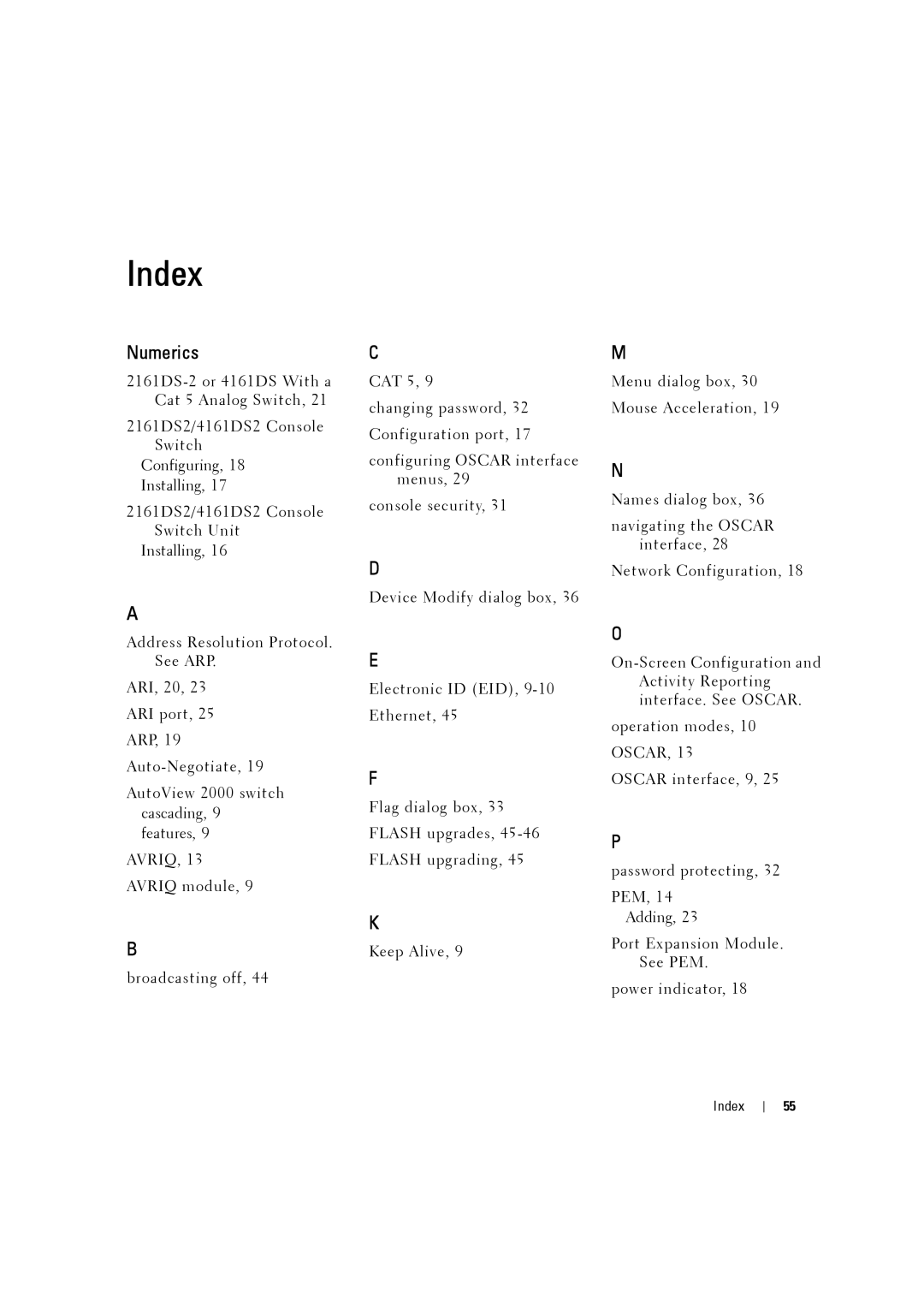 Dell 2161DS-2, 4161DS manual Index, Numerics 