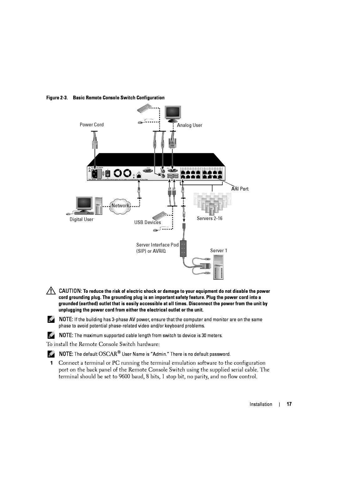 Dell 2161DS-2, 4161DS manual To install the Remote Console Switch hardware, 3. Basic Remote Console Switch Configuration 