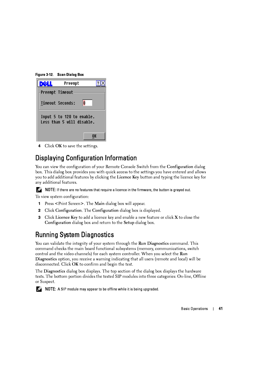 Dell 2161DS-2, 4161DS manual Displaying Configuration Information, Running System Diagnostics, 12. Scan Dialog Box 