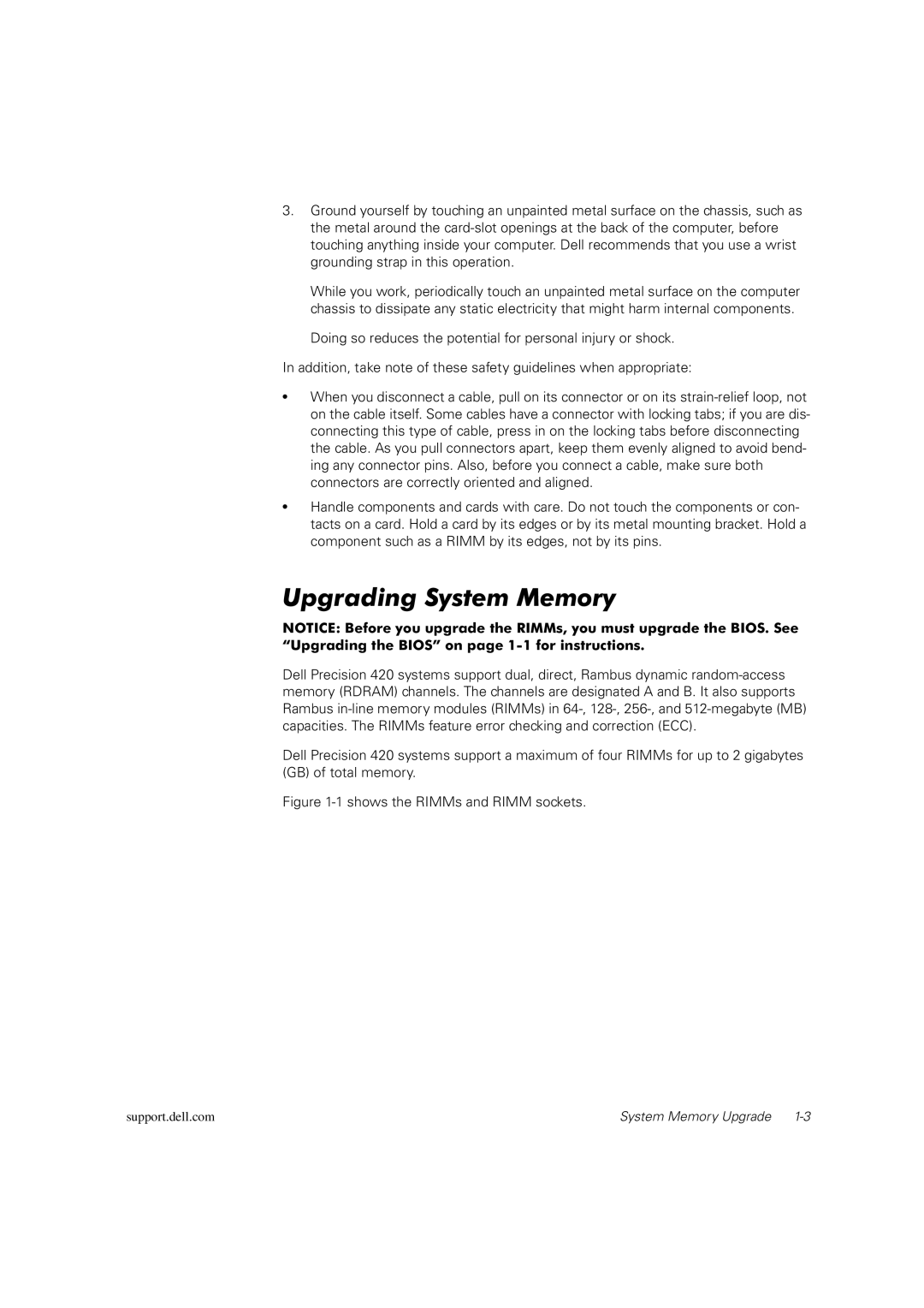 Dell 420 manual Shows the RIMMs and Rimm sockets 