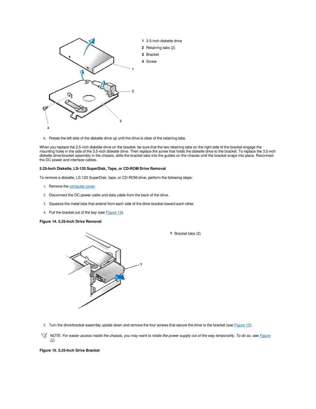 Dell 420 manual Inch Drive Removal 