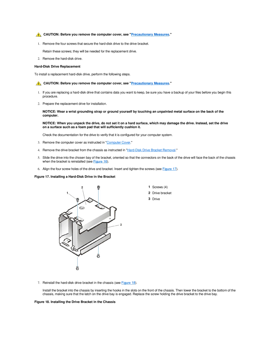 Dell 420 manual Hard-Disk Drive Replacement, Installing a Hard-Disk Drive in the Bracket 