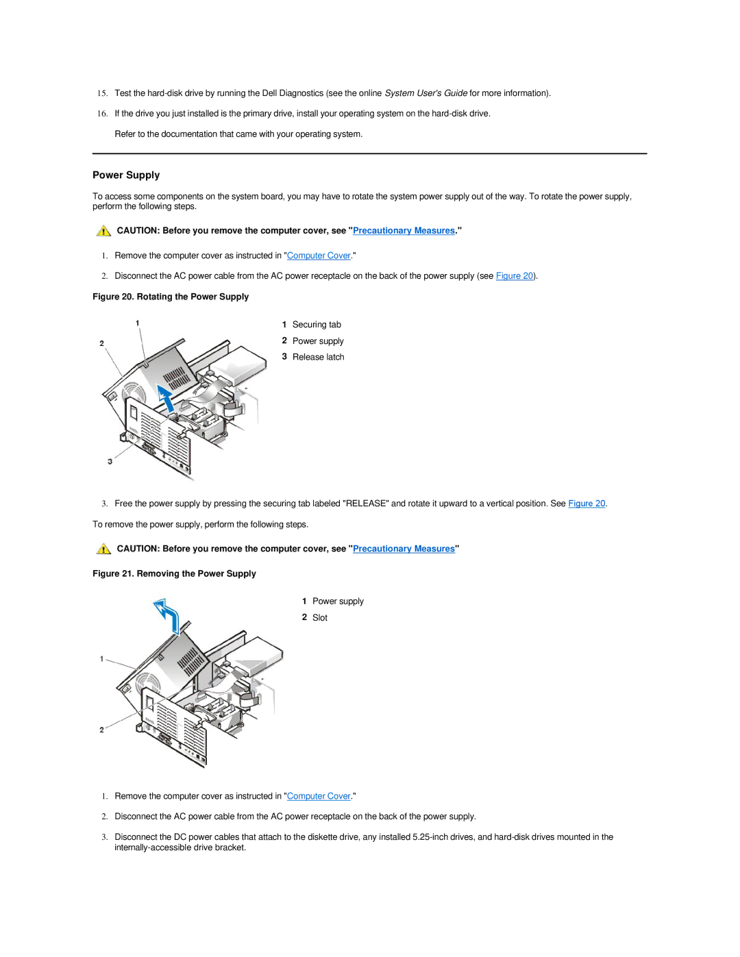 Dell 420 manual Rotating the Power Supply 