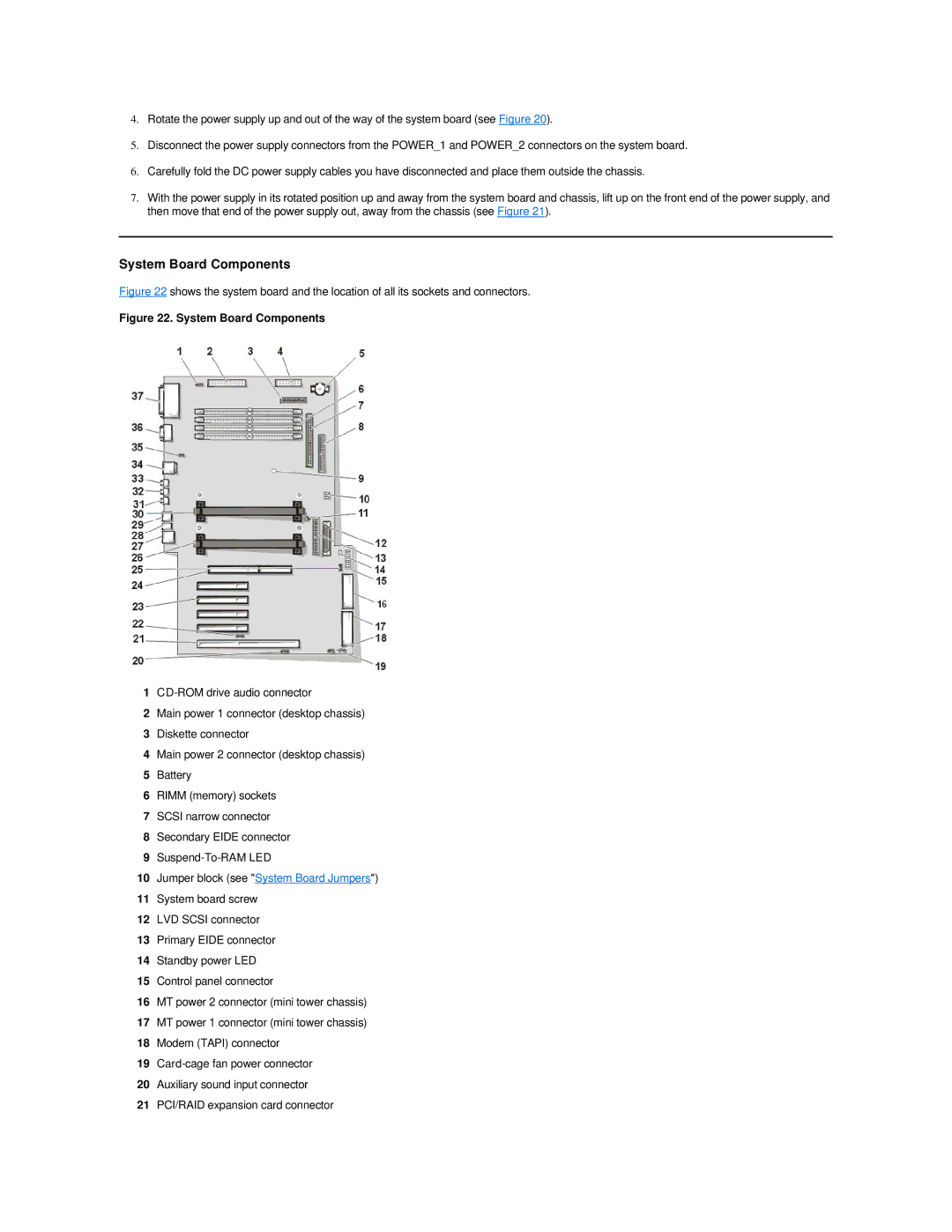 Dell 420 manual System Board Components 