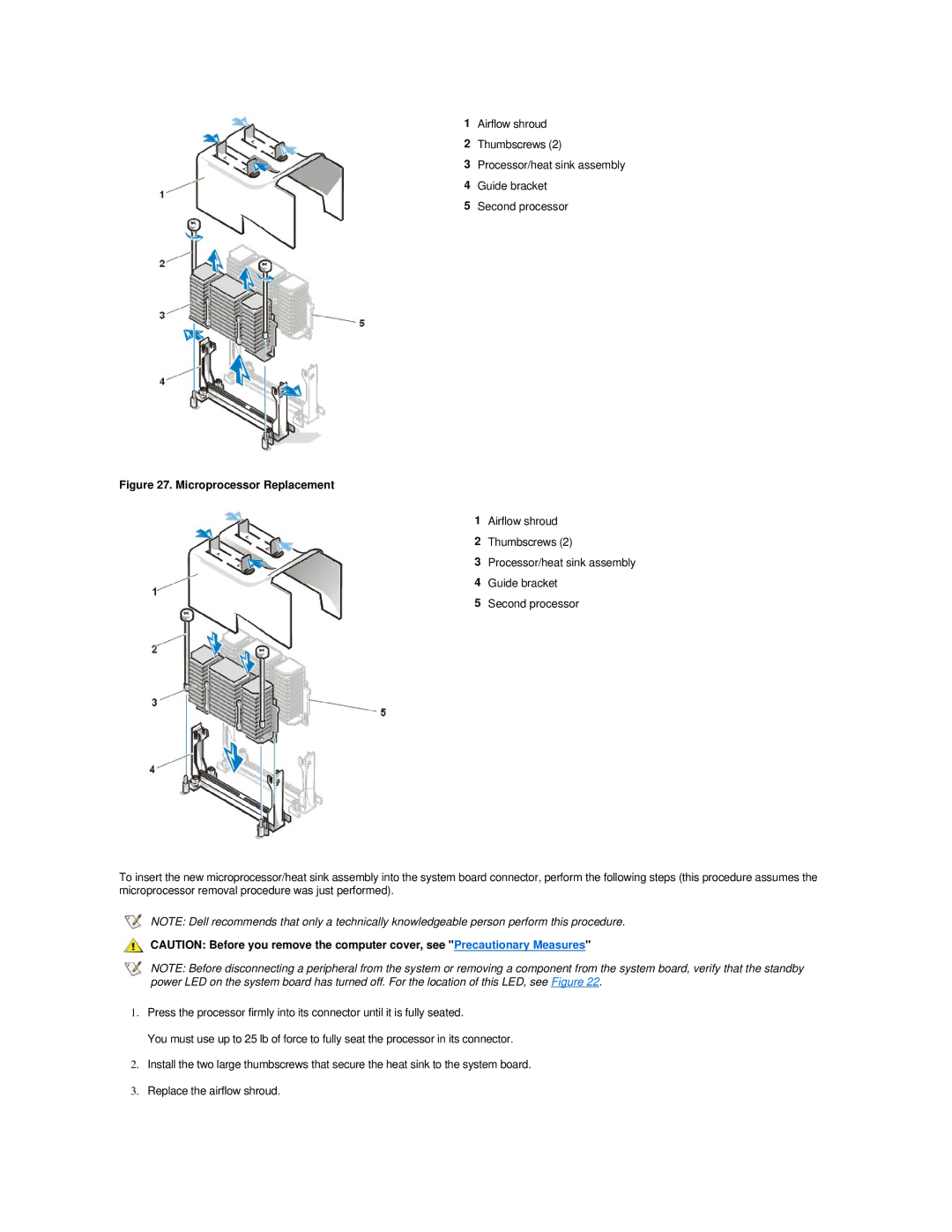 Dell 420 manual Microprocessor Replacement 