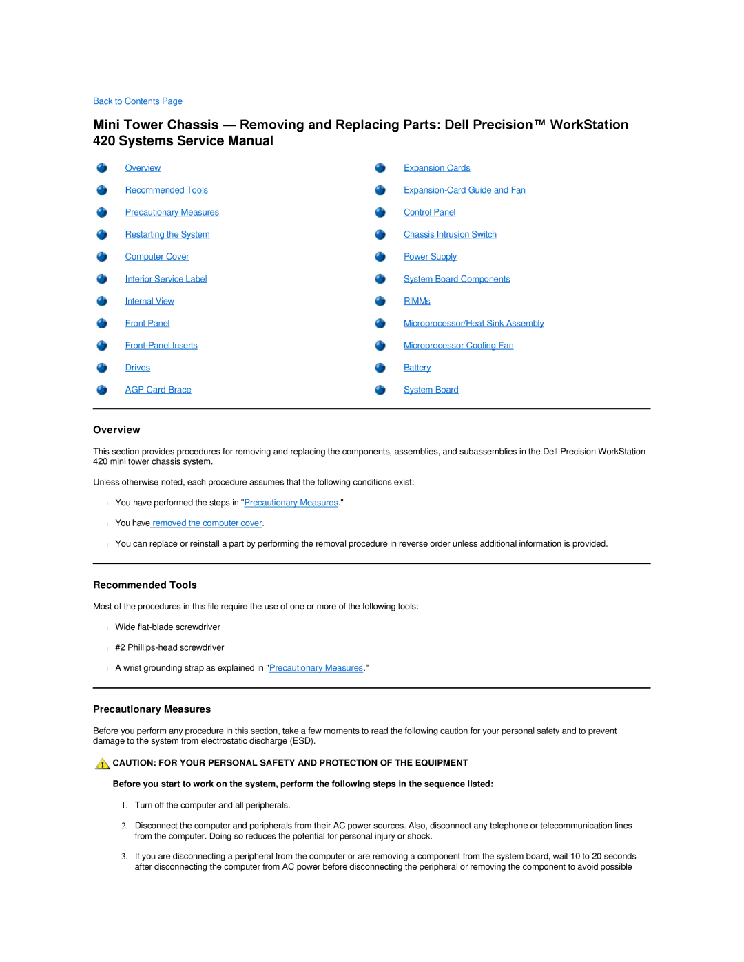 Dell 420 manual Overview 