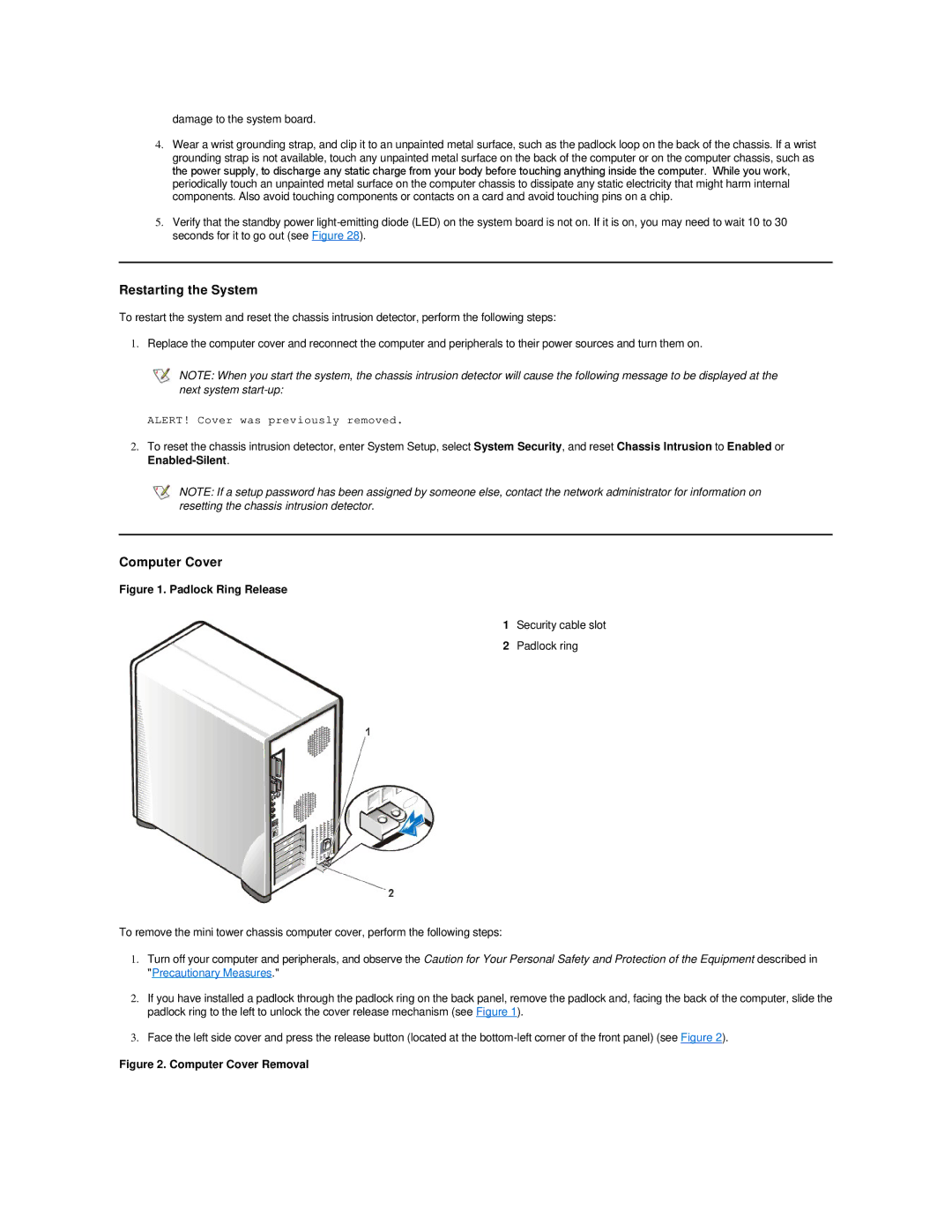 Dell 420 manual Padlock Ring Release 