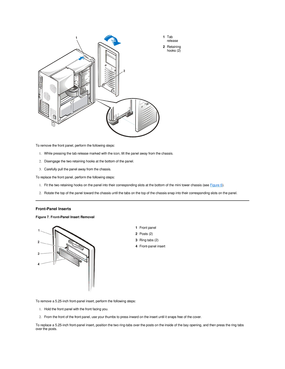 Dell 420 manual Front-Panel Insert Removal 