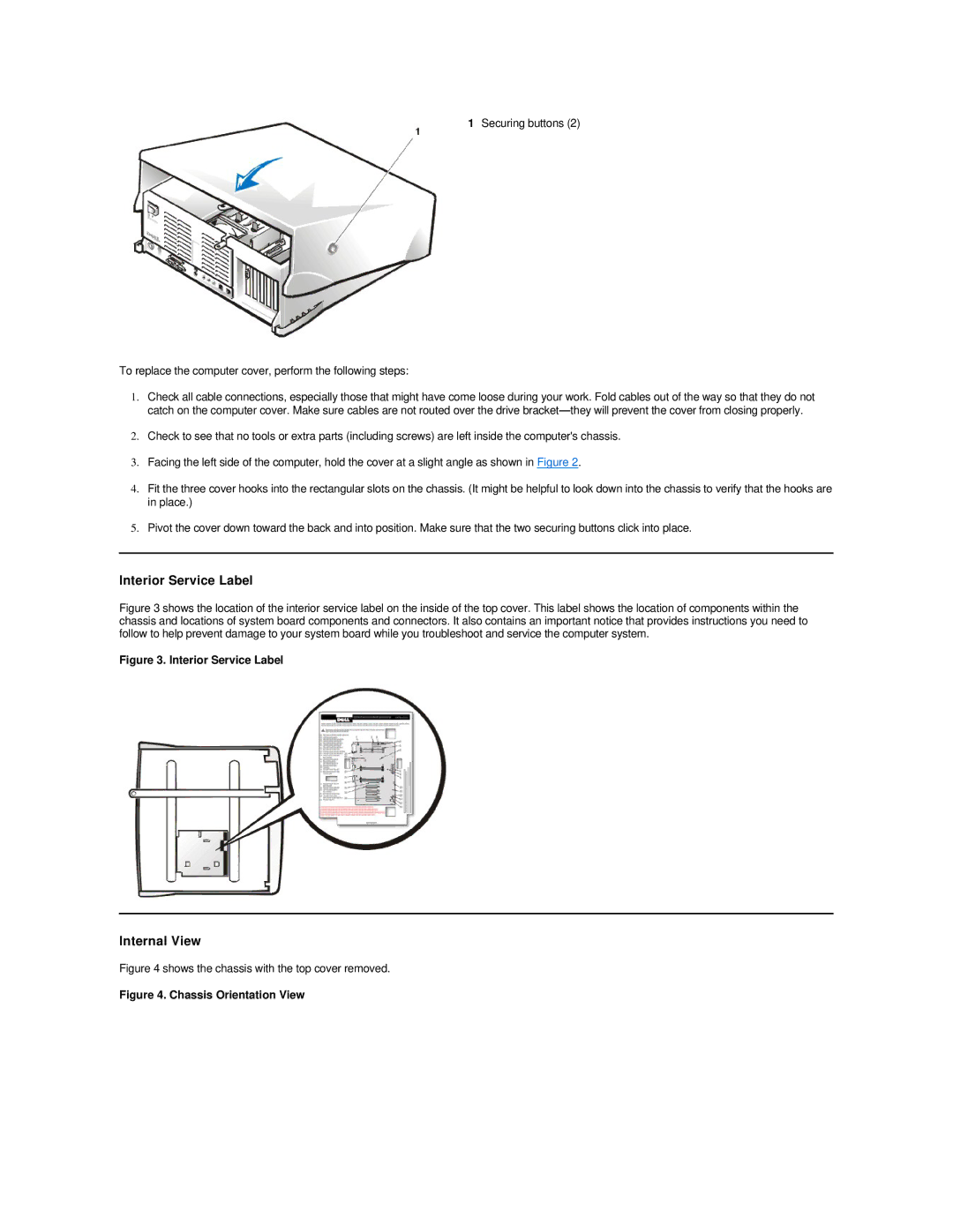 Dell 420 manual Interior Service Label, Internal View 