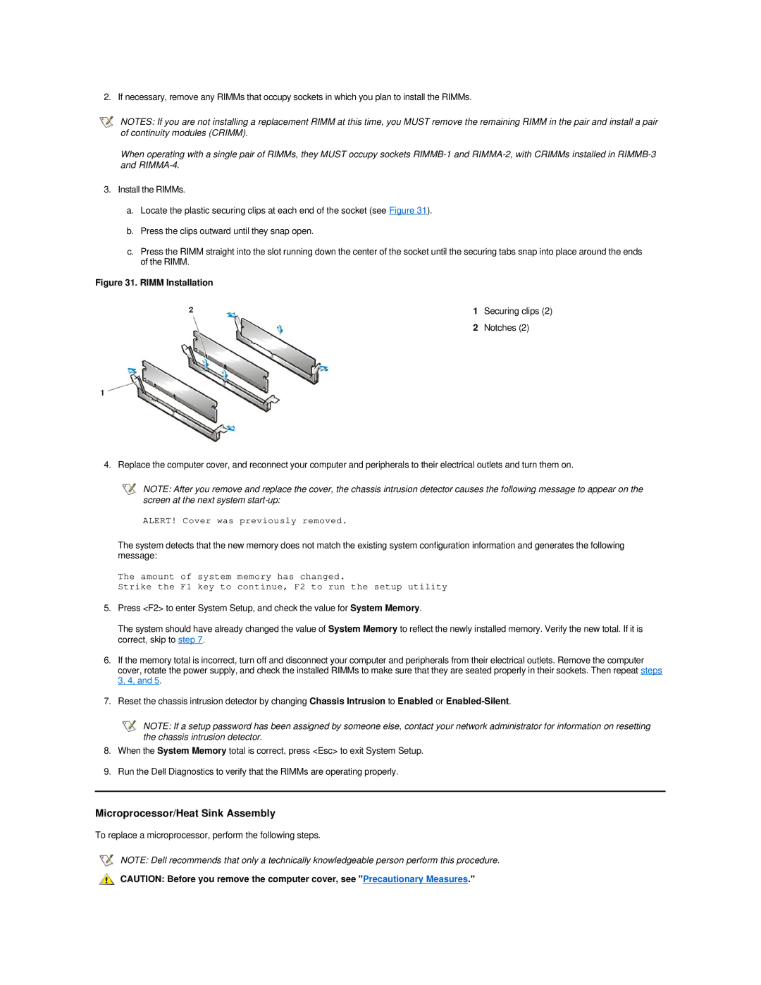 Dell 420 manual To replace a microprocessor, perform the following steps 