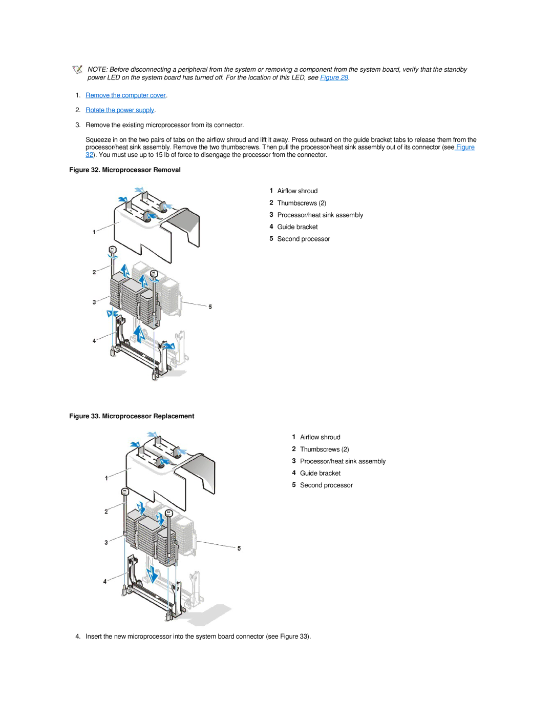 Dell 420 manual Microprocessor Removal 