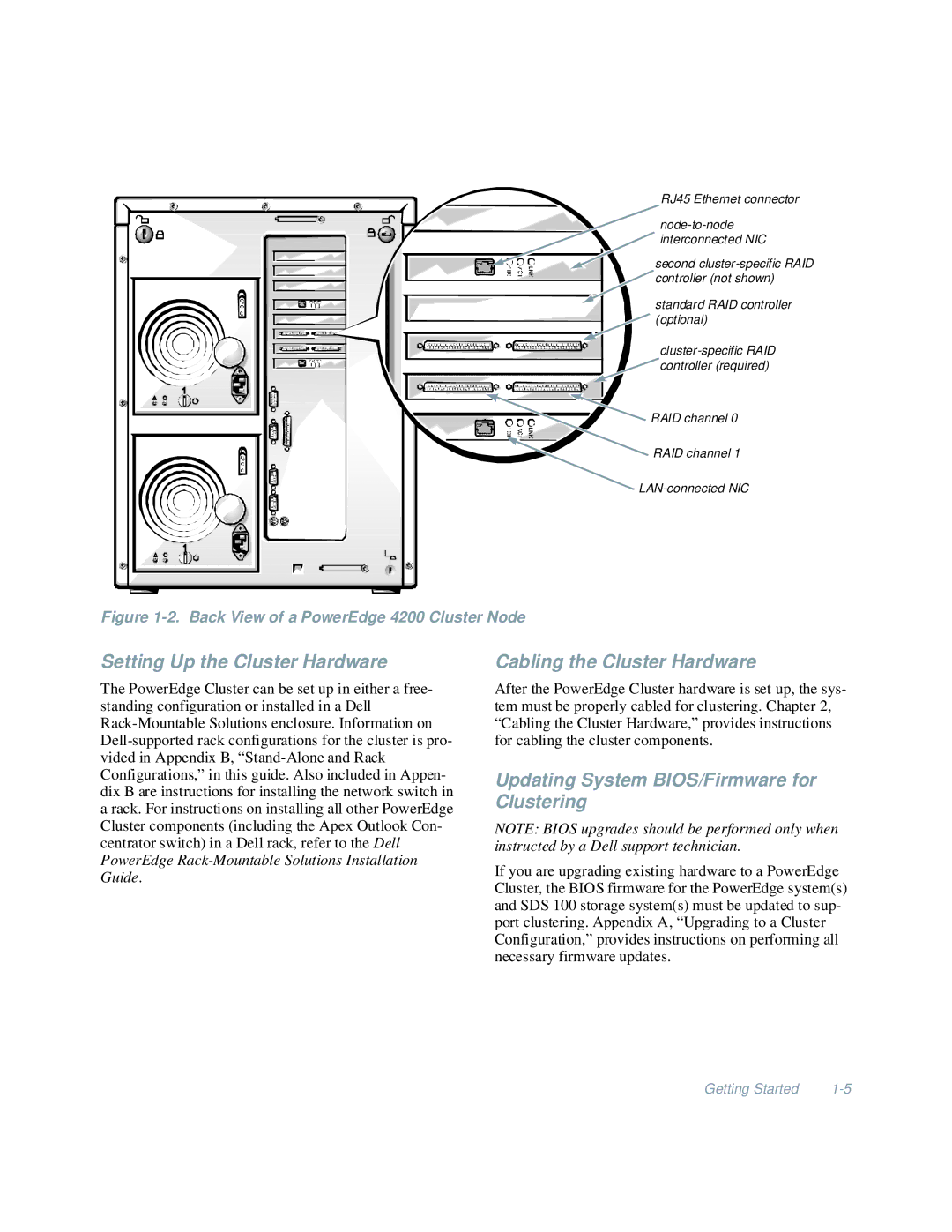 Dell 4200 Setting Up the Cluster Hardware, Cabling the Cluster Hardware, Updating System BIOS/Firmware for Clustering 