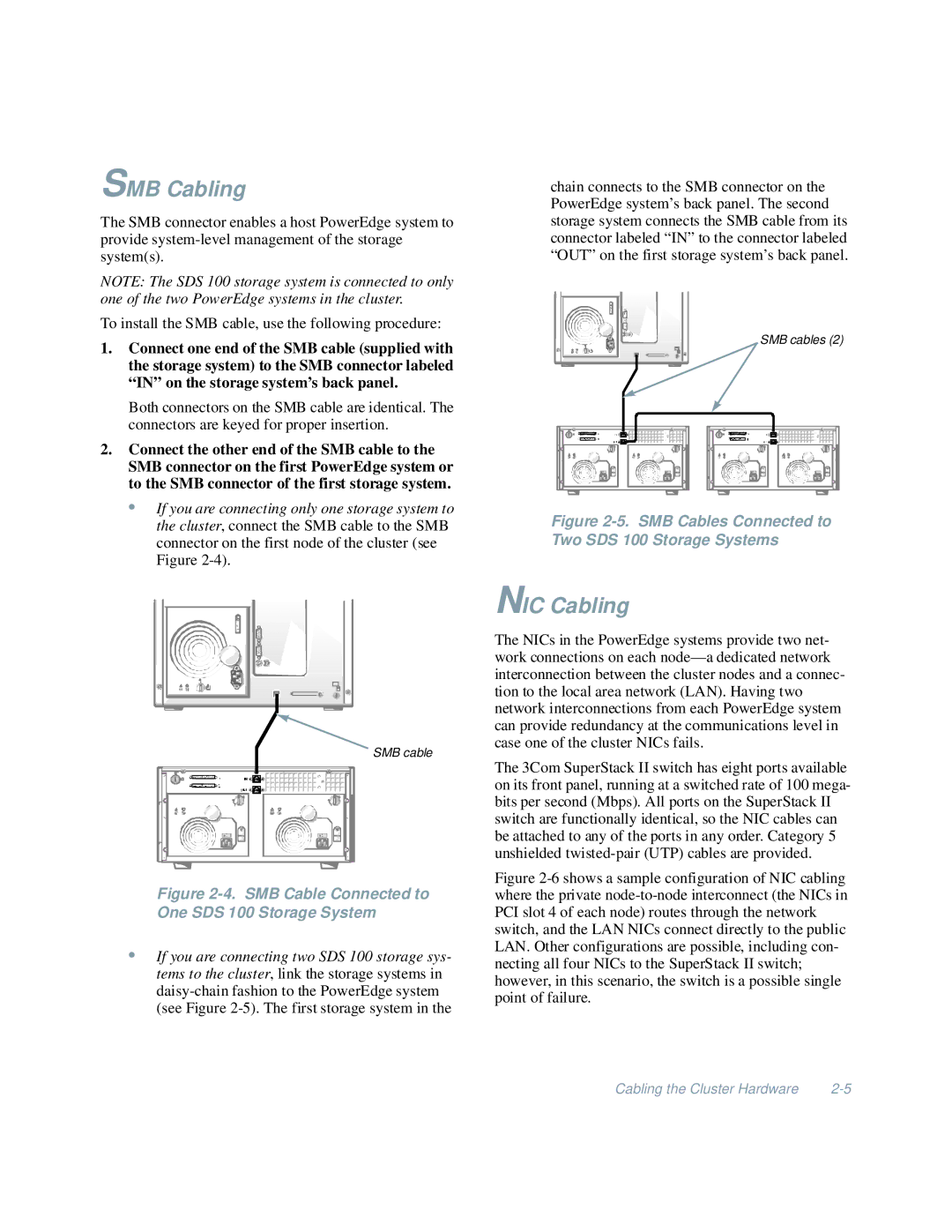 Dell 4200 manual SMB Cabling, NIC Cabling 