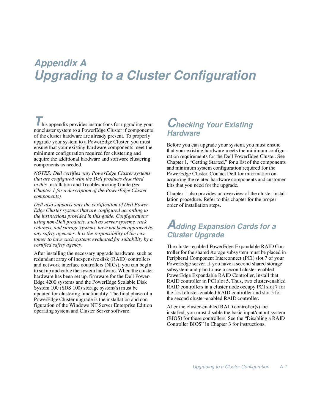 Dell 4200 manual Upgrading to a Cluster Configuration, Checking Your Existing Hardware 
