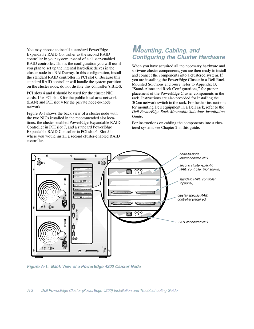 Dell 4200 manual Mounting, Cabling, and Configuring the Cluster Hardware 