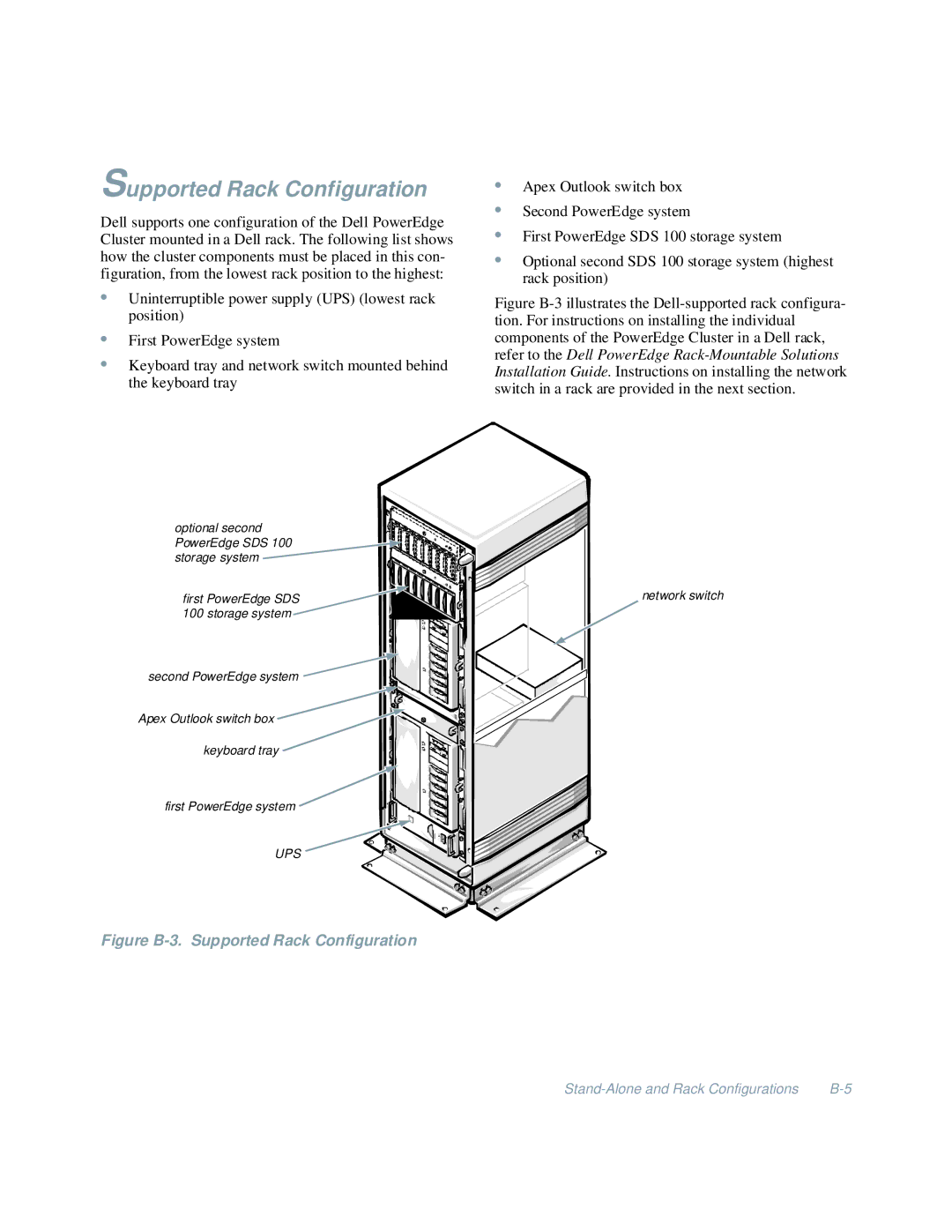 Dell 4200 manual Figure B-3. Supported Rack Configuration 